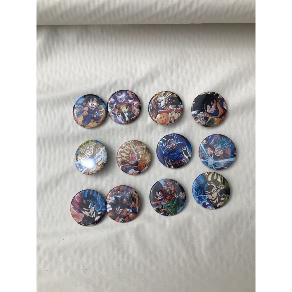 Dragon Ball Z Pin Button 14pc Set Goku Gohan Vegeta Super Saiyan Frieza
